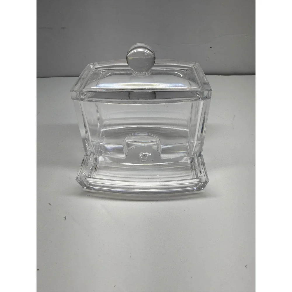 Clear Acrylic Cotton Swab Dispenser Gravity Fed Q-Tip Holder Vanity Organizer